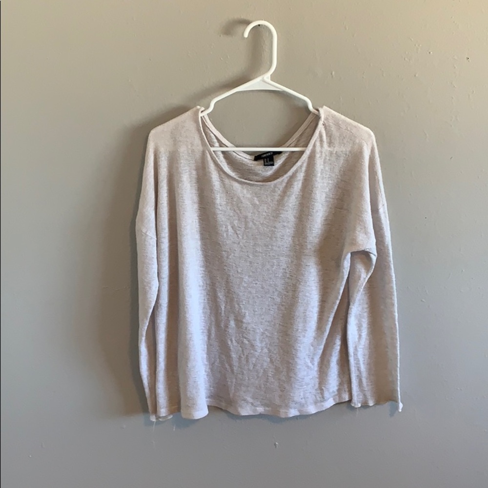 Forever 21 Light Gray Long-Sleeve Top- Small
